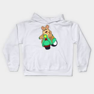 Bear as Biker with Scooter Kids Hoodie